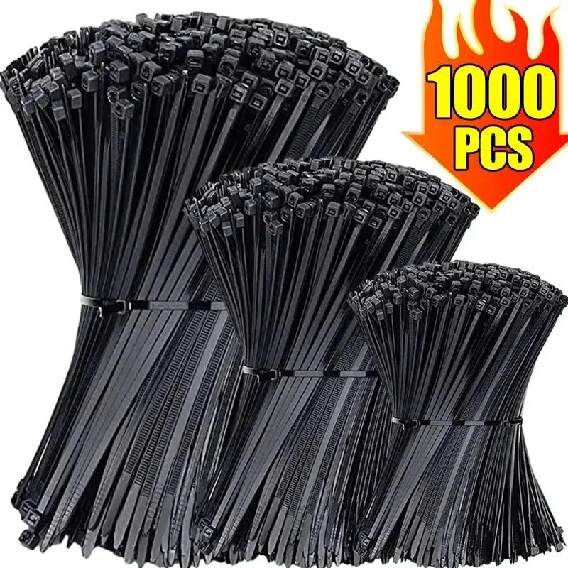 100-1000 PCS Self-locking Plastic Nylon Tie Black Fastening Strap Cable-Tie-Set Cable Zip Tie Fastening Ring Zip Wraps Strap Tie