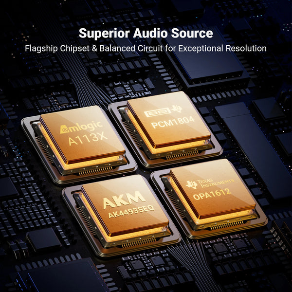 Fosi Audio S3 HiFi Music Streamer ប៊្លូធូស 5.3 AKM4493SEQ DAC Preamp ឧបករណ៍ចាក់តន្ត្រីបណ្តាញ ឆបគ្នាជាមួយ AirPlay2, Google Cast