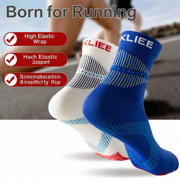 WRELS 1/2/3 Pairs Sports Crew Socks Breathable Compression Running Socks Men Women Anti Odor Elastic Outdoor Athletic Socks