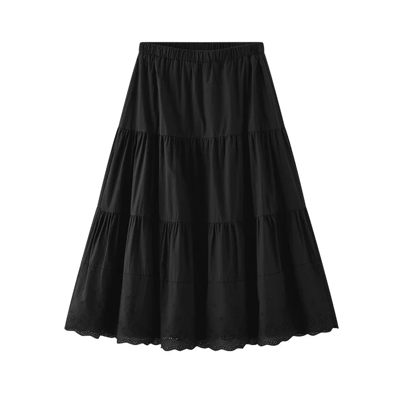 Semir Womens Skirt 2026 Elastic Waist Cake Chiffon Texture Draped Long Skirt Casual Versatile Soft Elegant