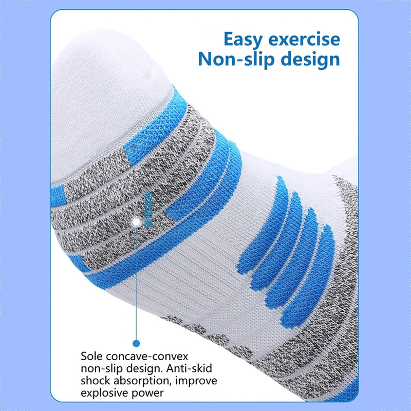 WRELS 1/2/3 Pairs Running Socks Moisture Wicking Breathable Sports Socks Men Compression Cushioned Basketball Training Socks