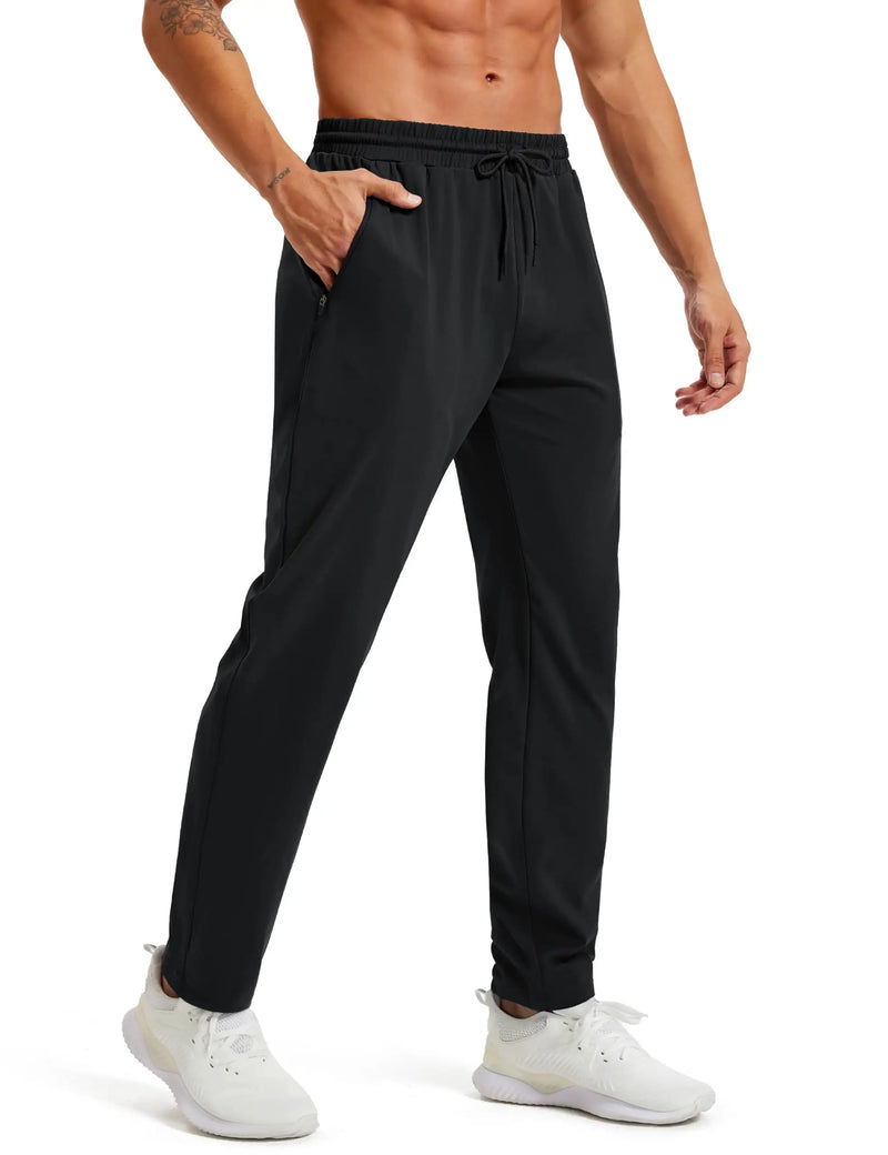 TACVASEN Men's Tapered Sweatpants with Zip Pockets Lightweight Quick Dry Running Jogging 4-Way Stretch Gym Track Athletic Pants
