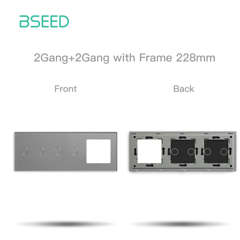 BSEED EU Standard Touch Light Switch Panel With Wall Socket Frames 228mm Metal Base Included Glass Frame Without Switch Part