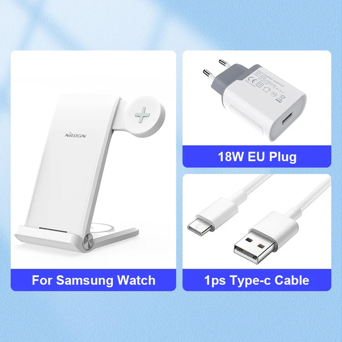 NILLKIN Wireless Chargers 3 in 1 For Galaxy Watch 5/5 Pro 15W Qi Fast Charging Station For Samsung S23/S22/S21 Charger Stand EU Plug