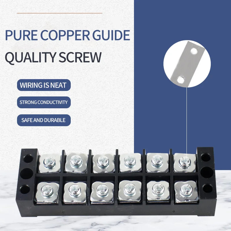 15A/25A/45A 3/4/6/8/10/12 Dual Row Barrier Screw Terminal Block Strip Wire Connector 600V Positions Optional