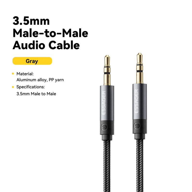 Essager 3.5mm Jack Extension Audio Cable 3.5mm Male to Male AUX Audio Cable for Samsung Xiaomi Car Headphone PC TV AUX Wire Cord