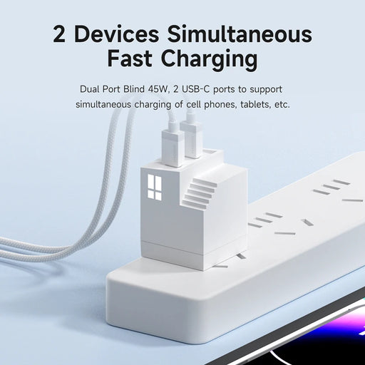 Hagibis 45W GaN USB C Charger PD PPS Fast Charger Mini House Travel Dual Ports Charger for iPhone 15 Pro Max/14/13 iPad MacBook