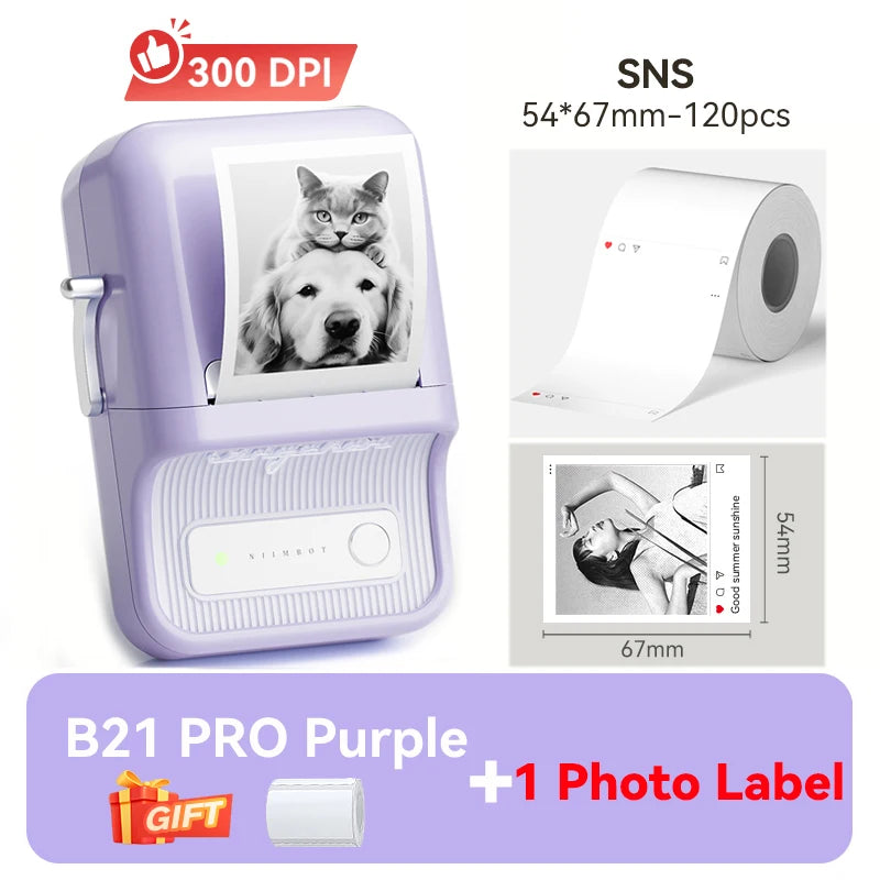 Niimbot B21 Pro 300DPI HD Printing Portable Thermal Printer Self-adhesive Label Printer Sticker Maker For Photos Receipts Note