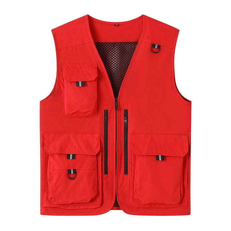Cool Silk Cotton Multi-Pocket Deep V-Neck Vest Bright Color Men's and Women's Same Style Photography Work Clothes Team Uniform