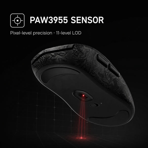 Akko GO Wireless Gaming Mouse Carbon Fiber PAW3955/3950/3315 Sensor 55g Lightweight Dual 8K Polling Rate 65000DPI Esports Mice