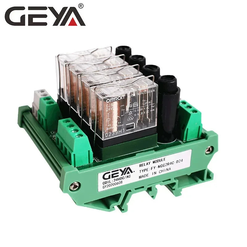 ម៉ូឌុល រេឡេ PLC GEYA 2/4/16 ឆានែល 12V/24V DC 8A ជាមួយ នឹង ការការពារ ហ្វុយស៊ីប DIN Rail Mount សម្រាប់ ស្វ័យប្រវត្តិកម្ម ឧស្សាហកម្ម