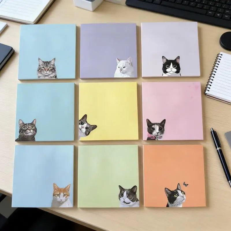 3pcs Black Cat Sticky Notes – Super Adhesive Pink Memo Pads, for School, Lovers, Teachers, Gift