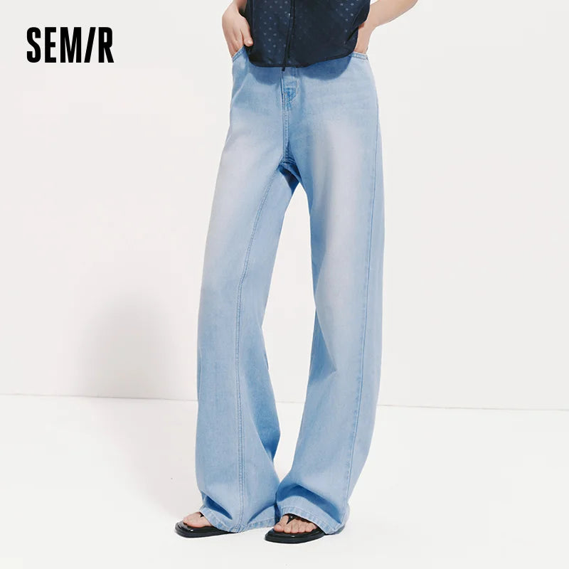 Semir Women Pants Denim Cool Feeling Antibacterial Wide Leg Leg Lengthening Trendy Floor Length 2026 Summer Top