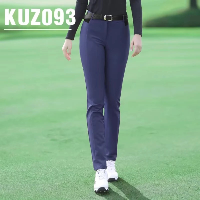 PGM Autumn Winter Ladies Golf Pants Women High Elasticity Sport Trousers Slim Fit Tennis Pants Warm Windproof Clothing KUZ093