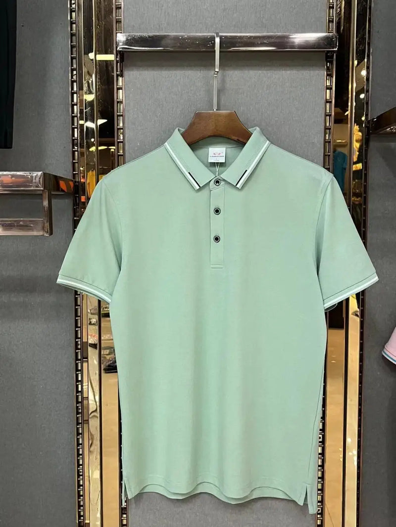 5A antibacterial intercolor Short Sleeve Turn-down Collar  Top  Business Sport 12 colors High-End Pure Cotton Polo shirt
