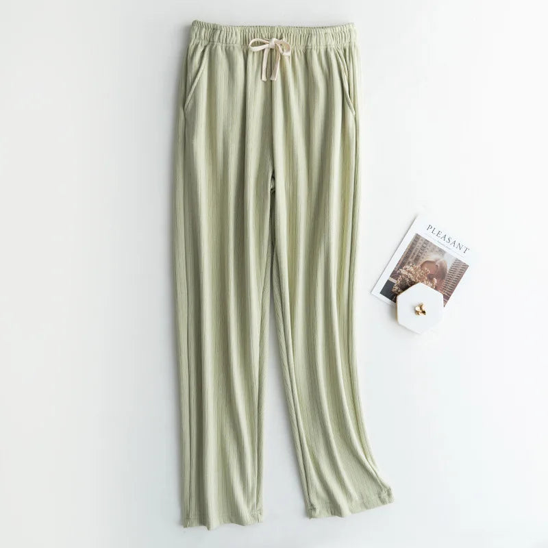 Spring Summer Women's Pants Casual Loose Home Wear Pajama Pant Knitted Comfortale Sleepwear Pyjamas Trousers Straight Pantalon