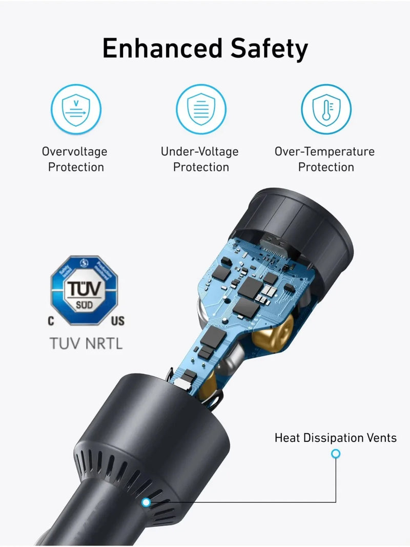 ឆ្នាំងសាករថយន្ត Anker Original 167.5W 3-Port USB-C USB-A PD Fast Charging Adapter សម្រាប់ MacBook Laptop iPhone Samsung Smartphone
