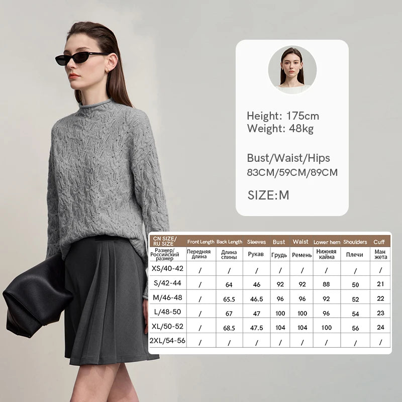 អាវយឺត Amii Minimalist សម្រាប់នារី រដូវរងា ឆ្នាំ២០២៦ ពណ៌ថ្មី ដៃវែង រលុង ងាយស្រួលប្រើ កអាវប៉ាក់ 12524014