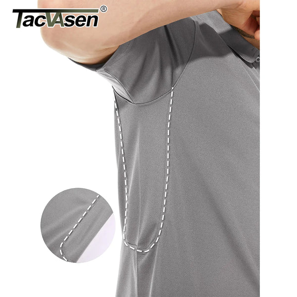 TACVASEN Summer Polo Tee Shirts Men's Short Sleeve Quick Dry T-shirt Breathable Work Shirt Fishing Hiking Golf Polos Top Man