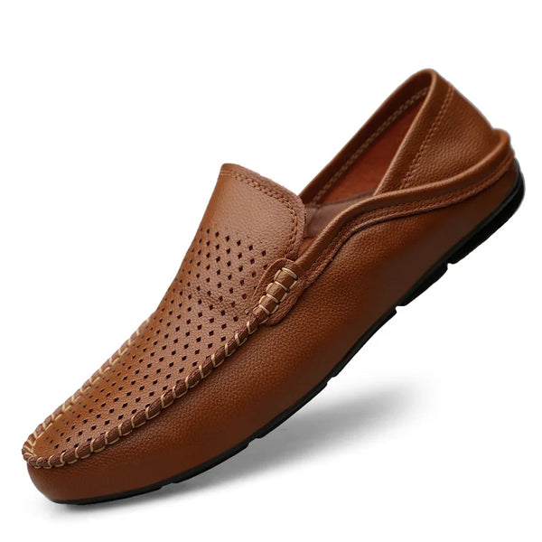 Summer Mens Slip On Leather Shoes Men Black White Brown Loafers Driving Shoes Breathable Big Size 36-46 47 48 49 Dropshipping