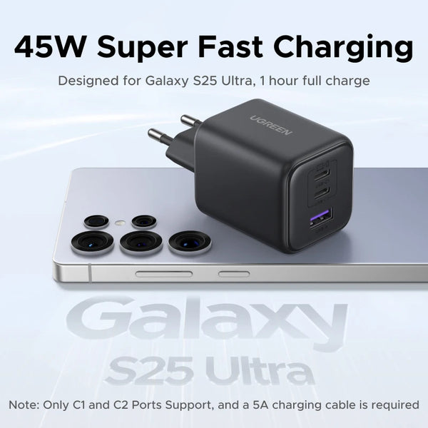 【Brazilian Plug】UGREEN 45W GaN Charger PD3.0 PPS QC3.0 USB C Charger For Samsung S26 iPhone 18 17 16 Pro Max iPad Xiaomi Tablet