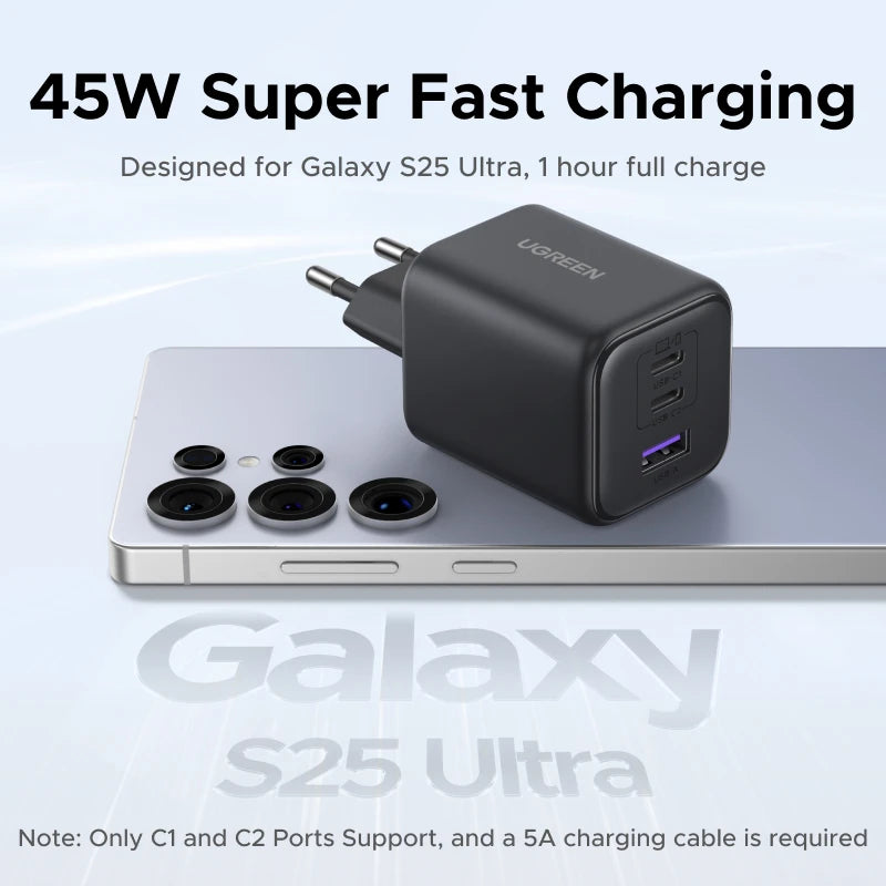 【Brazilian Plug】UGREEN 45W GaN Charger PD3.0 PPS QC3.0 USB C Charger For Samsung S26 iPhone 18 17 16 Pro Max iPad Xiaomi Tablet