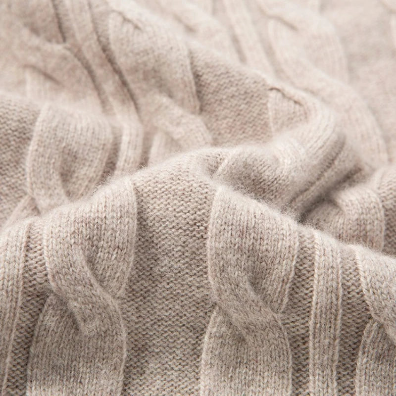 470g Premium Cashmere Blend Sweater Men's, 95.5% Sheep's Wool, 4.5% Cashmere Thickened, High-Neck Button Design, 3 Colors