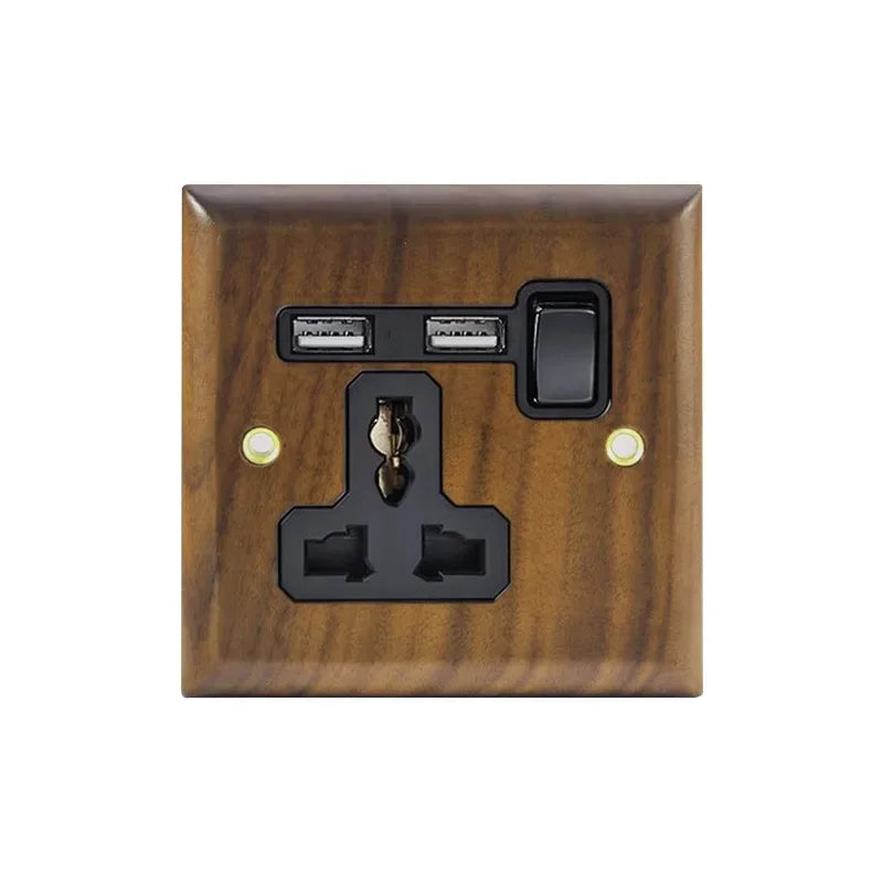 DepoGuye High quality retro American light switch socket, pure wood brass toggle switch plate, home &bed wall light switch