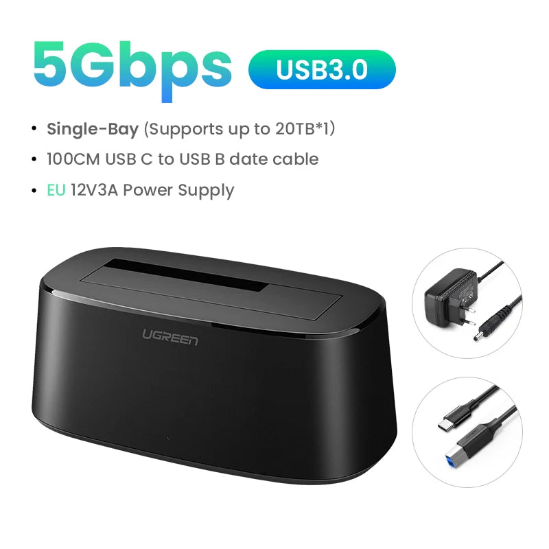 UGREEN Dual Bay HDD Docking Station SATA to USB 3.0 Adapter for 2.5 3.5 SSD Disk Case Dock Hard Drive Enclosure Docking Station
