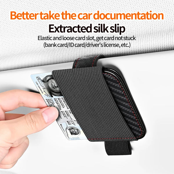 SEAMETAL Car Sun Visor Sunglasses Clip Holder Elastic Eyeglasses Hanger Card Ticket Organizer Pen Holder for Car Accessories