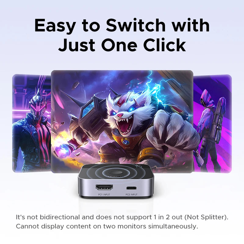 UGREEN HDMI USB C Switch 2 in 1 Out 4K 60Hz Manual Button for PS5 Xbox PC TV Monitor Projector HDCP 2.2 Home Theater Gaming