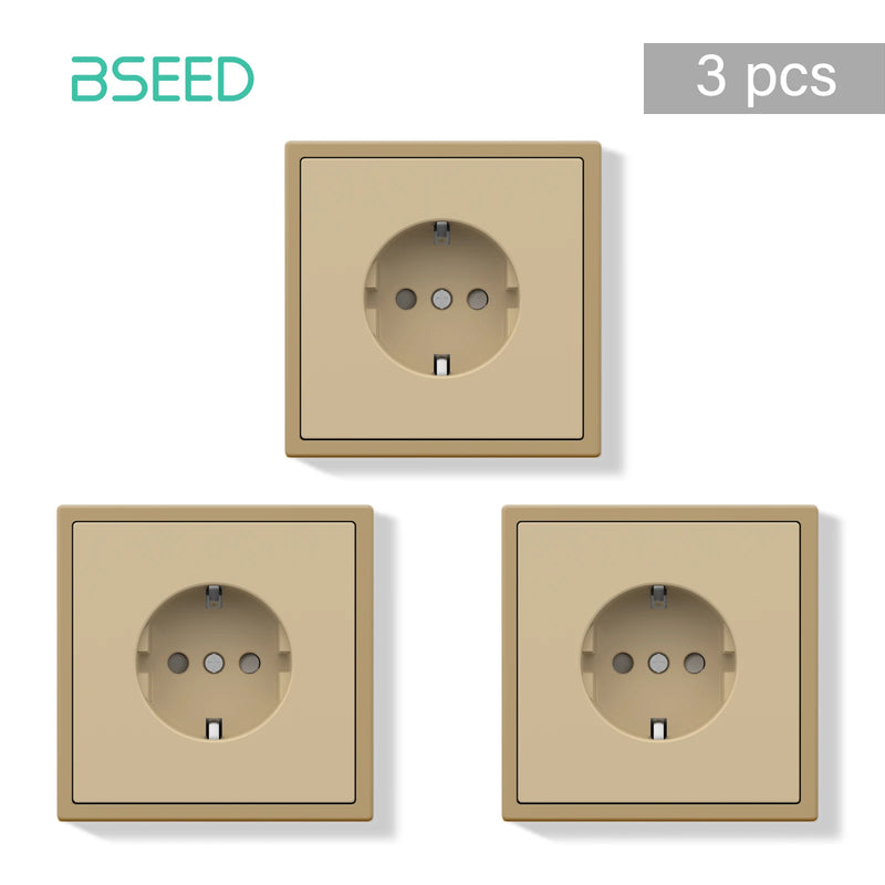 BSEED E Series 10 Value Pack Single Wall Power Socket Electrical Outlets Bulk Set White Black Plastic Frame Wall Plugs for Home