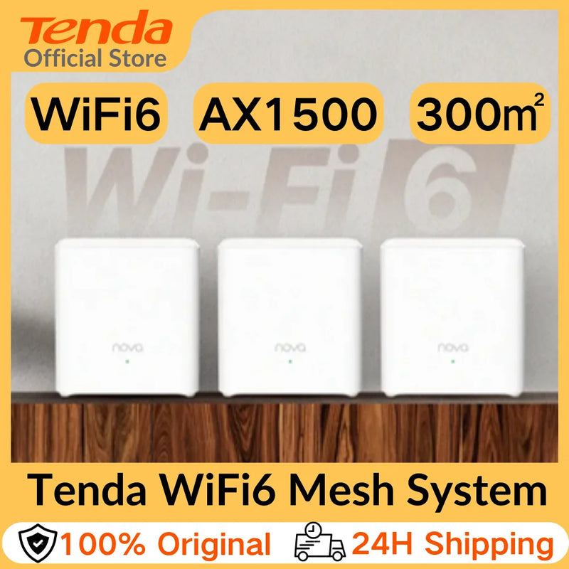 ប្រព័ន្ធ WiFi 6 Mesh របស់ Tenda Nova MX3 AX1500 ទំហំ 3500 ហ្វីតការ៉េ ប្រព័ន្ធ WiFi 6 Mesh រ៉ោតទ័រ Gigabit Mesh បណ្តាញ Mesh ពីរក្រុម ឧបករណ៍ 80