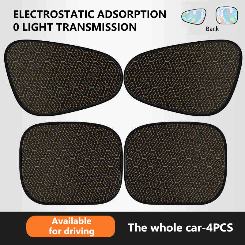 SEAMETAL Car Electrostatic Side Sun Shade Curtains Foldable Side Window Sunshade Thicken Anti Glare UV-Reflective Sun Protector