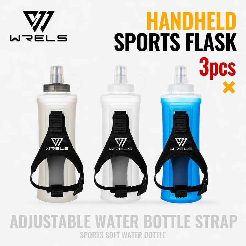 WRELS TPU Soft Water Bottle BPA Free Hydration Flask Running Cycling Hiking Outdoor Squeeze Collapsible Handheld Sports Kettle