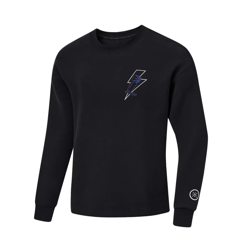 Li-Ning Men's Wade Sweatshirt Loose Fit 62%Cotton 35%Polyester 3%Spandex O-Neck Long Sleeve Comfortable Tops Pullover AWDU009