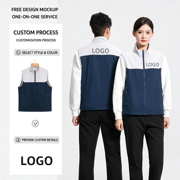2026 Soft-shell work uniforms for enterprise catering staff New Customized color-block waterproof  vest with logo printing