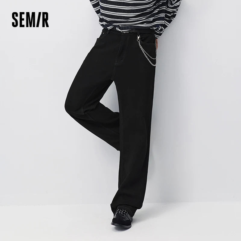 ខោខូវប៊យ Semir សម្រាប់បុរស រាងរលុង ជើងប៉ោង រចនាបថទំនើប ព័ត៌មានលម្អិតអំពីខ្សែសង្វាក់ ឆ្នាំ២០២៦ សម្លៀកបំពាក់ប្រចាំថ្ងៃរដូវរងាថ្មី រចនាបថធម្មតាសម្រាប់ទីក្រុង