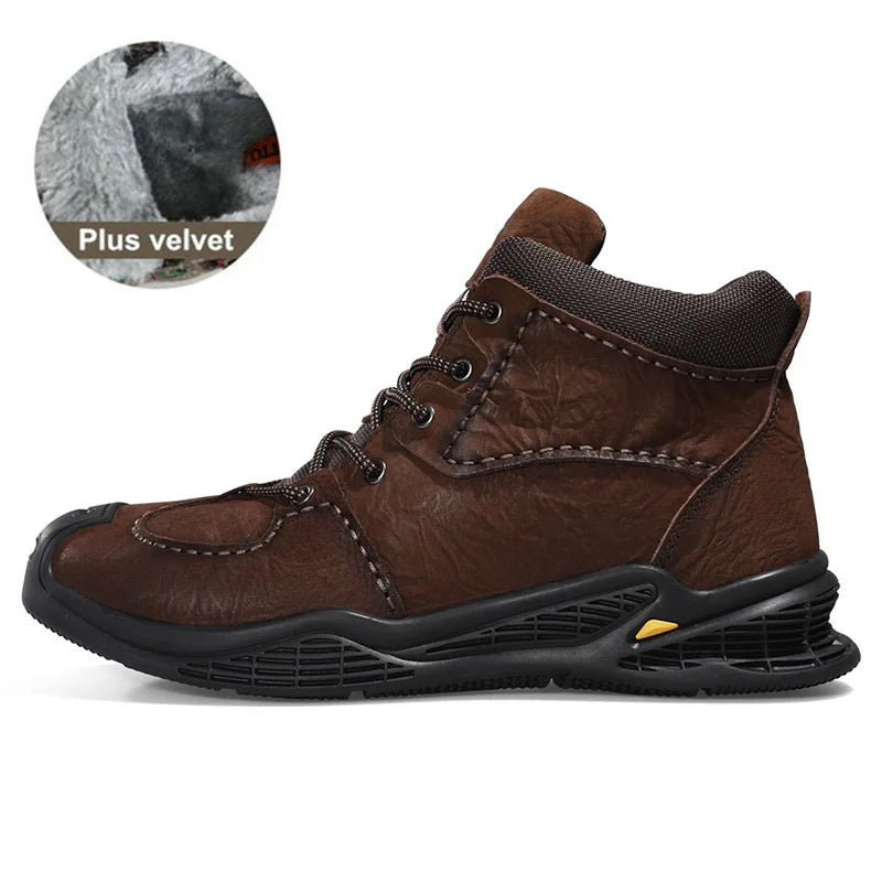 HUMTTO Waterproof Hiking Boots Mens Winter Outdoor Leather Shoes for Men Luxury Designer Plush Warm Sports Trekking Man Sneakers