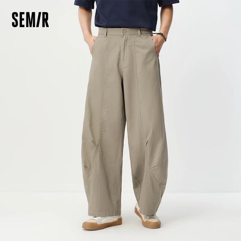 Semir Men Pants 3D 2026 Cut Curved Cut Pleated Straight Urban Casual Everyday Style Soft Comfortable Daily Wear Trendy