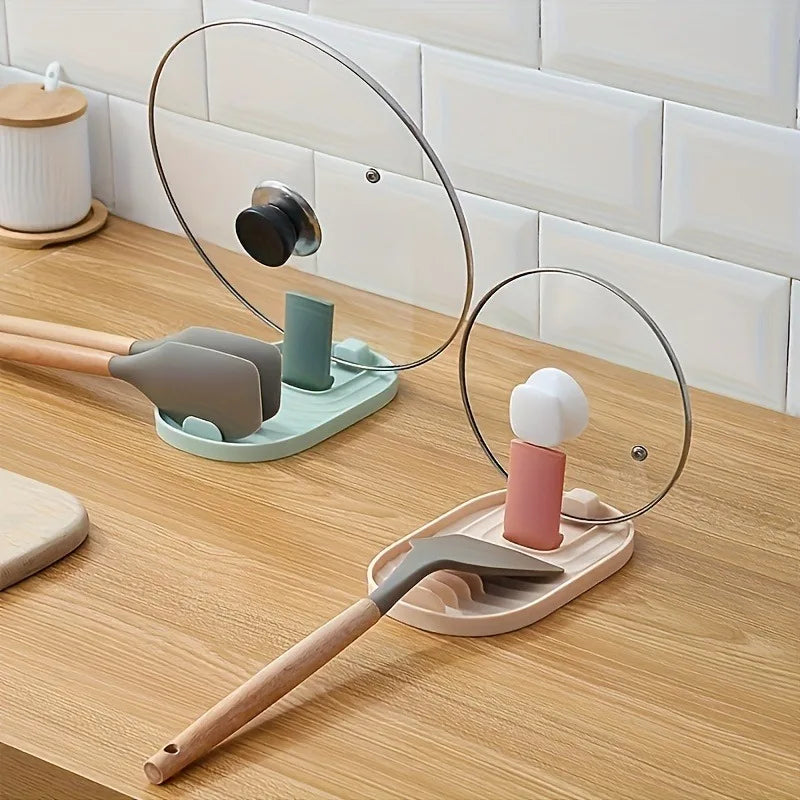 1pc Pot Lid Rack, Christmas Gift Foldable Spatula/Scoop Rack, Cutlery Organizer, Shelf Spoon Pad,Kitchen Storage Accessories.