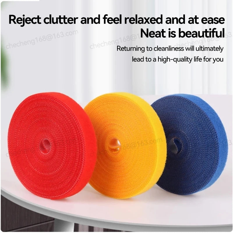 5Meter/Roll Reusable Fastening Tape Cable Ties 10/15/20/25mm Double Side Hook and Loop Straps Cable Wire Management Tape
