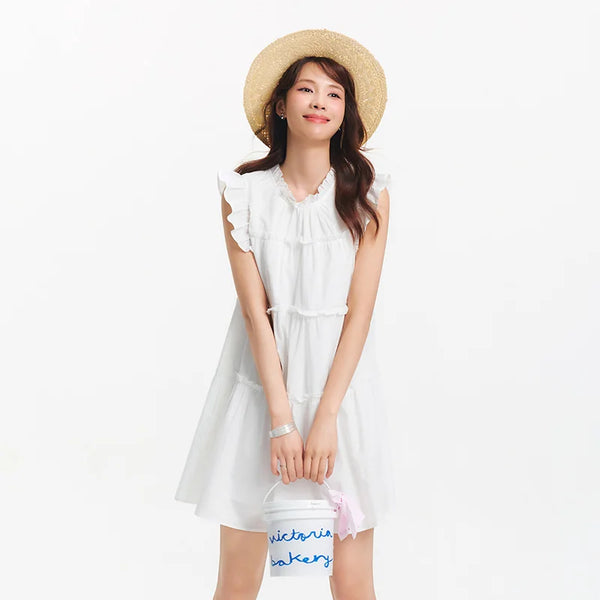 រ៉ូបស្ត្រី Semir ដៃអាវមូល រ៉ូបនំខេក រ៉ូបក្មេងស្រី ស្រស់ស្អាត សុភាពរាបសារ ខ្នាតតូច រដូវក្តៅ ឆ្នាំ២០២៦ អាវធម្មតា
