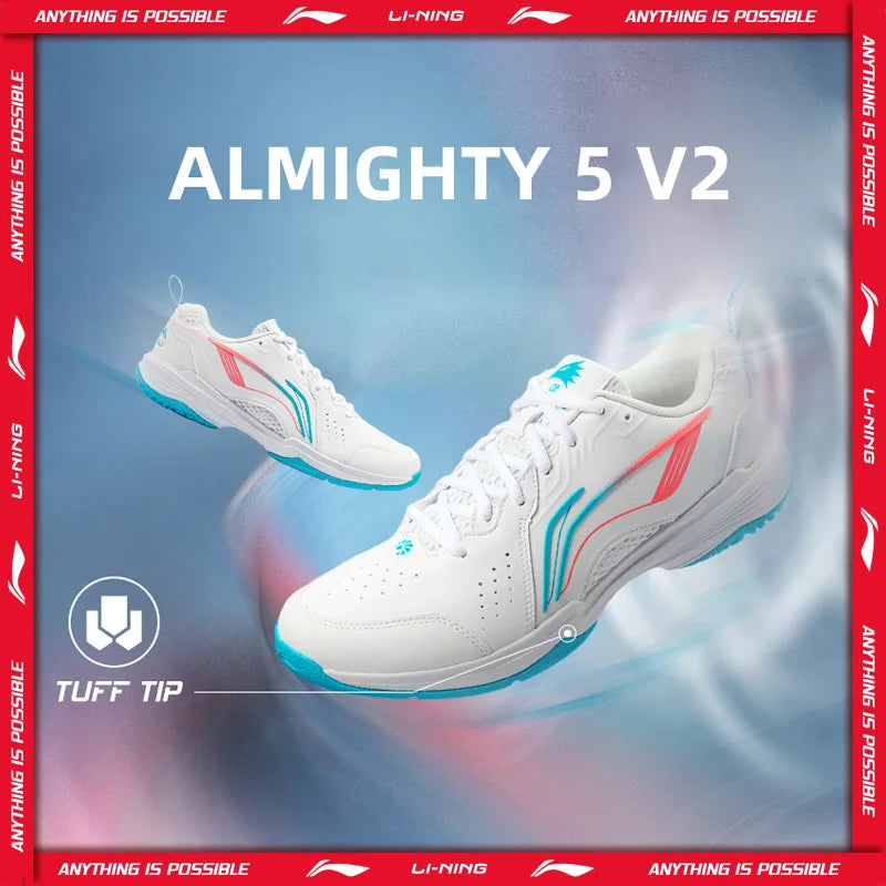 ស្បែកជើងវាយសី Li-Ning Unisex ALMIGHTY V 2.0 ទន់ ធន់នឹងការរអិល ងាយស្រួលពាក់ AYTU001