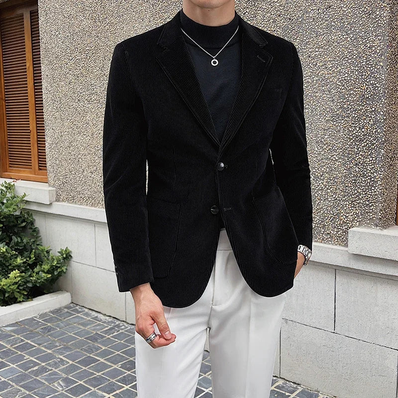 Luxury Men's Solid Color Fashion Jacket Elegant British Wedding Suit Spring and Autumn Men's Jacket