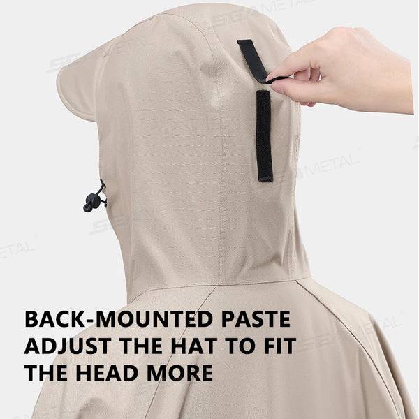 SEAMETAL Cycling Waterproof Jacket Unisex Breathable Fabric Raincoat Oversized Hooded Rainwear for Outdoor Motorcycle Accessorie