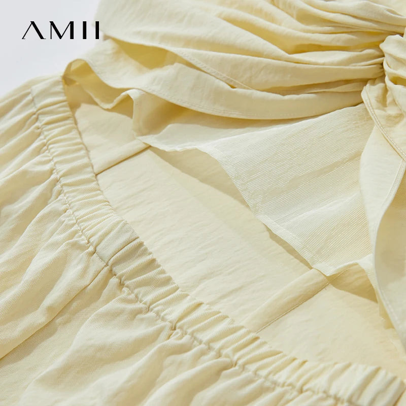 រ៉ូប AMII ស្លីមពណ៌សុទ្ធ ចង្កេះសម រដូវក្តៅឆ្នាំ ២០២៦ សម្រាប់នារី មុខរបរ បូចង ឆើតឆាយ ក ស្រាល រ៉ូបការិយាល័យ 12552037