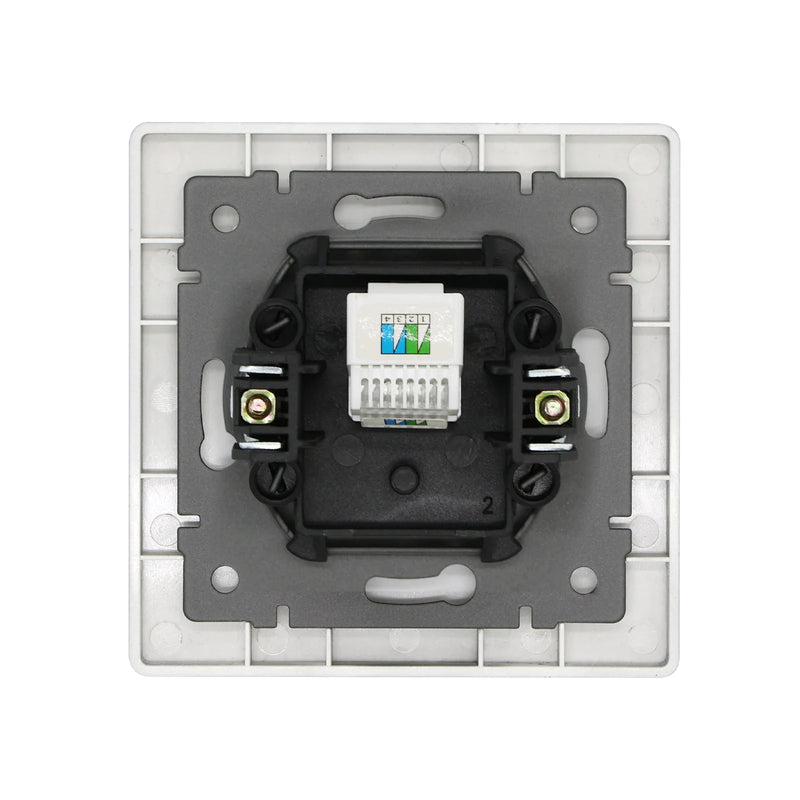 BSEED TV Port RJ45 Internet Plug Wall Power Socket Satellite Outlet Glass Frame Black Color for TV Telphone Computer