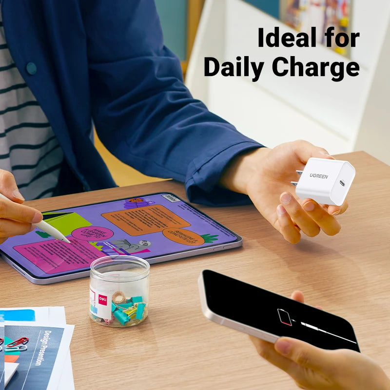【US Plug】UGREEN Quick Charge 4.0 3.0 QC PD Charger 20W USB Type C Fast Charger for iPhone 15 14 13 Pro Xiaomi Phone PD Charger