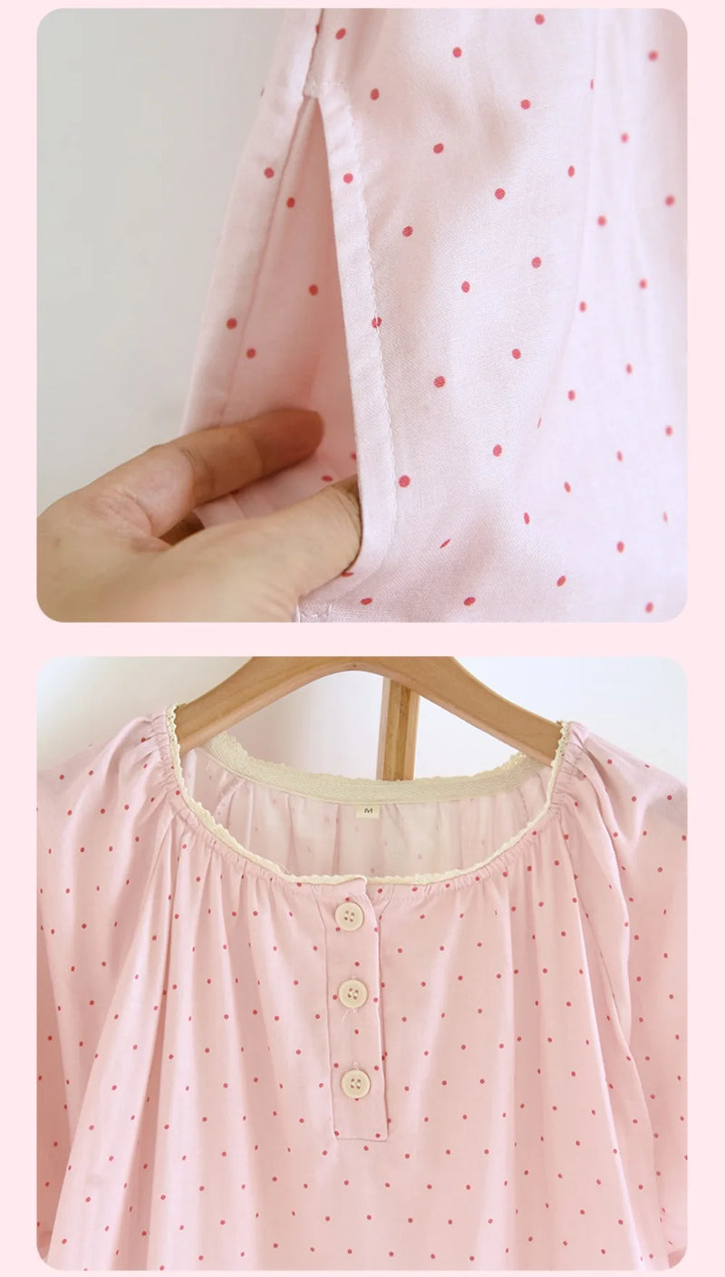 Thin Nightgowns Woman Sleep Summer Pajama Dress New Short Sleeve Sleepwear Women's Cotton Loungewear Home Clothes Nightdress